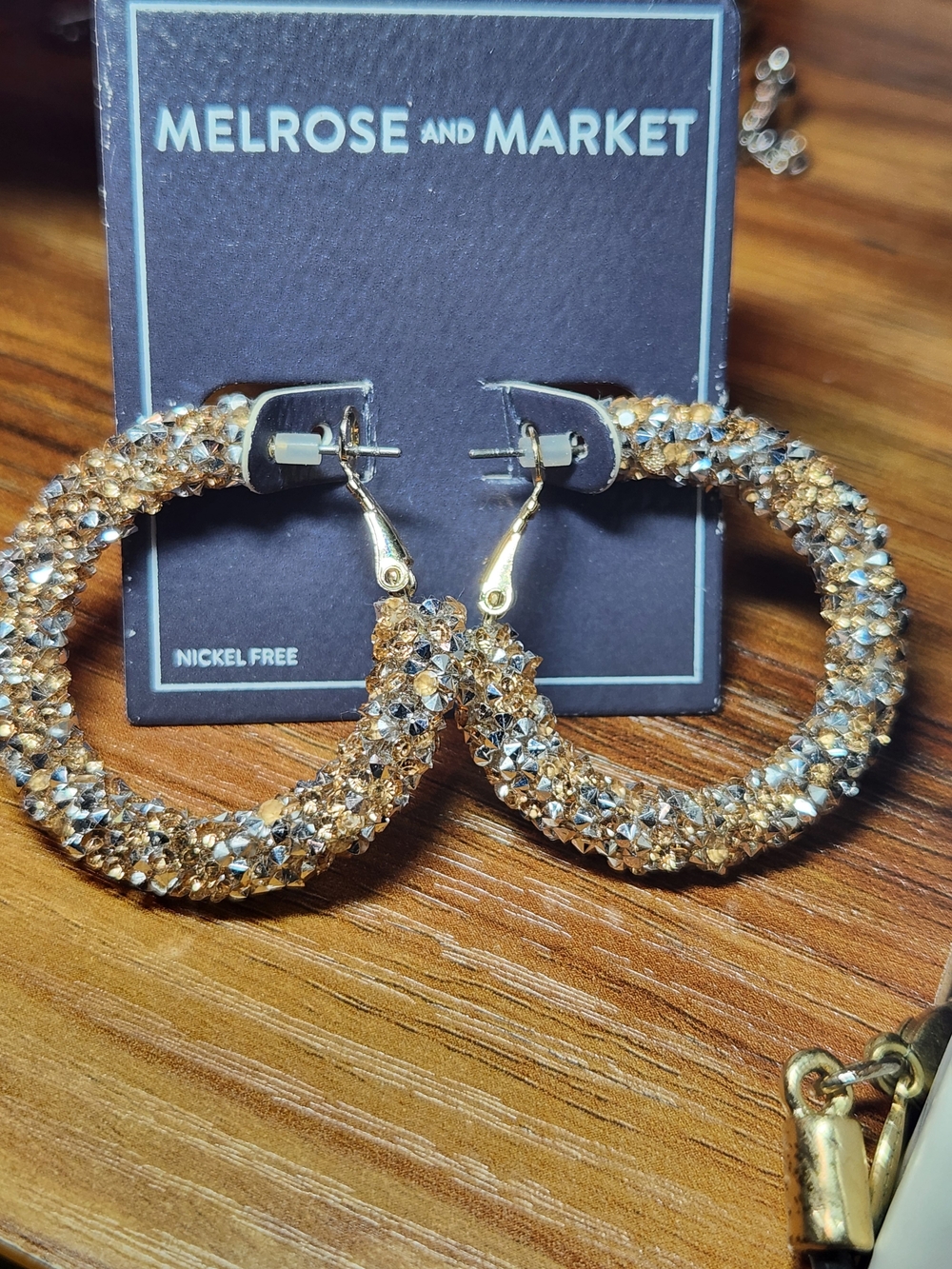 Melrose and Market Sparkling Gold and Silver Crystal Hoop Earrings
